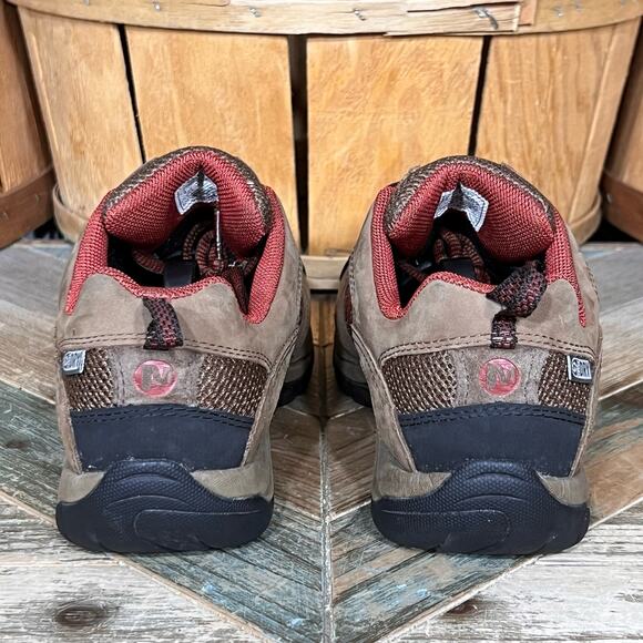 Merrell Azura Waterproof Dark Earth Brown Red Leather Hiking Shoes Womens Size 7 - Picture 6 of 11